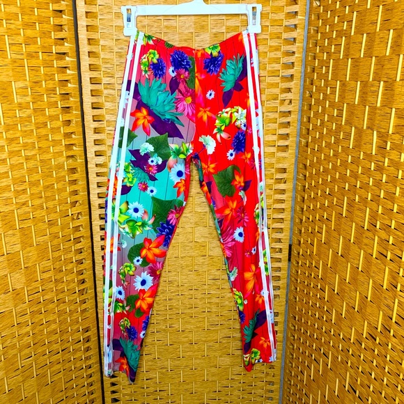adidas Other - Adidas Girls US 14-16 Floral Leggings With Stripes